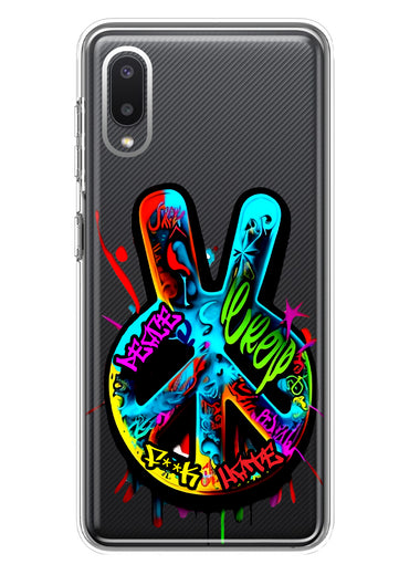 Samsung Galaxy A02 Peace Graffiti Painting Art Hybrid Protective Phone Case Cover