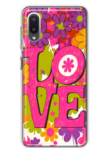 Samsung Galaxy A02 Pink Daisy Love Graffiti Painting Art Hybrid Protective Phone Case Cover