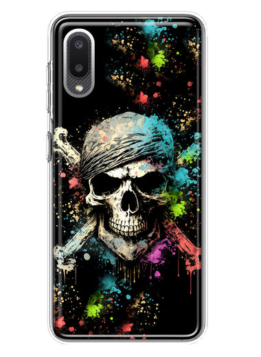 Samsung Galaxy A02 Fantasy Paint Splash Pirate Skull Hybrid Protective Phone Case Cover