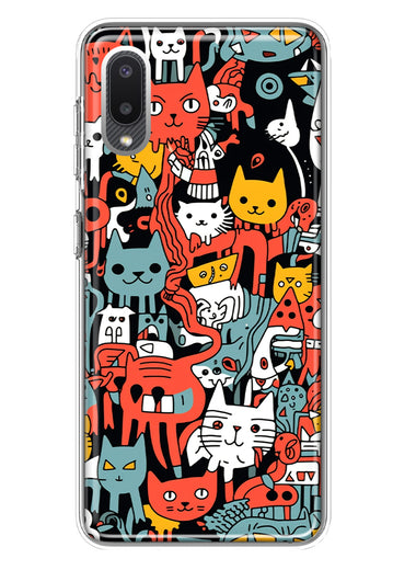 Samsung Galaxy A02 Psychedelic Cute Cats Friends Pop Art Hybrid Protective Phone Case Cover