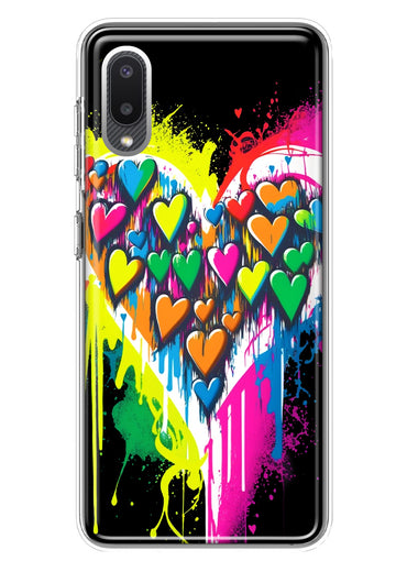 Samsung Galaxy A02 Colorful Rainbow Hearts Love Graffiti Painting Hybrid Protective Phone Case Cover