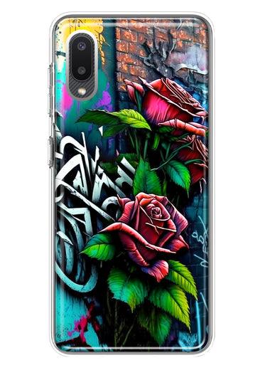 Samsung Galaxy A02 Red Roses Graffiti Painting Art Hybrid Protective Phone Case Cover