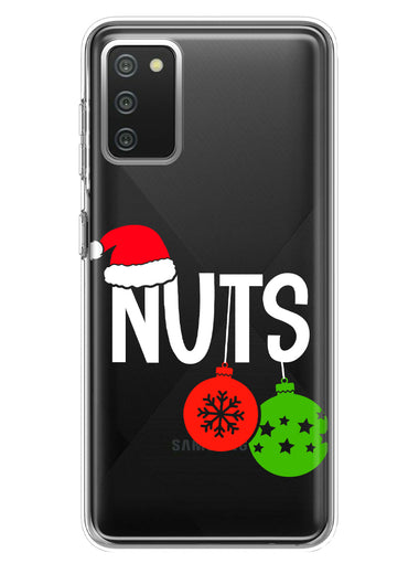 Samsung Galaxy A02S Christmas Funny Couples Chest Nuts Ornaments Hybrid Protective Phone Case Cover