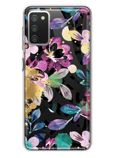 Samsung Galaxy A02S Zebra Stripes Tropical Flowers Purple Blue Summer Vibes Hybrid Protective Phone Case Cover