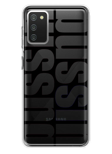 Samsung Galaxy A02S Black Clear Funny Text Quote Bussin Hybrid Protective Phone Case Cover