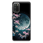 Samsung Galaxy A02S Kawaii Manga Pink Cherry Blossom Full Moon Hybrid Protective Phone Case Cover