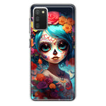 Samsung Galaxy A02S Halloween Spooky Colorful Day of the Dead Skull Girl Hybrid Protective Phone Case Cover