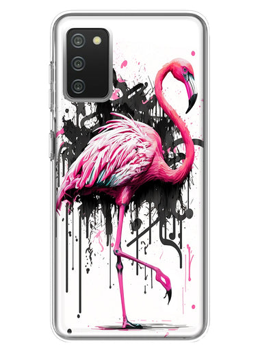 Samsung Galaxy A02S Pink Flamingo Painting Graffiti Hybrid Protective Phone Case Cover