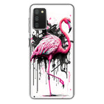 Samsung Galaxy A02S Pink Flamingo Painting Graffiti Hybrid Protective Phone Case Cover