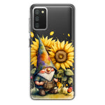 Samsung Galaxy A02S Cute Gnome Sunflowers Clear Hybrid Protective Phone Case Cover