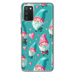 Samsung Galaxy A02S Turquoise Pink Hearts Gnomes Hybrid Protective Phone Case Cover