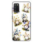 Samsung Galaxy A02S Cute White Blue Daisies Gnomes Hybrid Protective Phone Case Cover