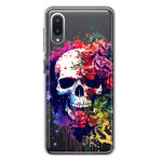 Samsung Galaxy A02 Fantasy Skull Red Purple Roses Hybrid Protective Phone Case Cover