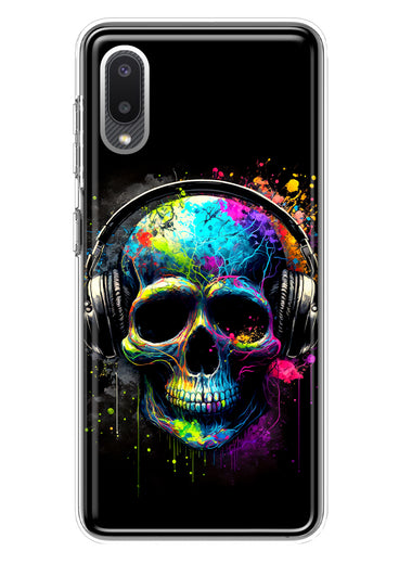 Samsung Galaxy A02 Fantasy Skull Headphone Colorful Pop Art Hybrid Protective Phone Case Cover