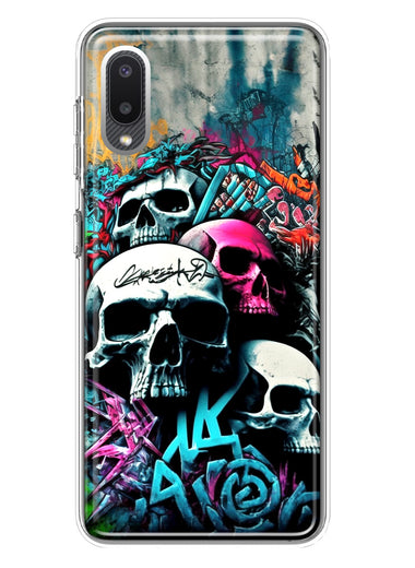 Samsung Galaxy A02 Skulls Graffiti Painting Art Hybrid Protective Phone Case Cover