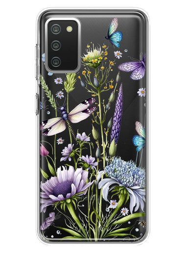 Samsung Galaxy A02S Lavender Dragonfly Butterflies Spring Flowers Hybrid Protective Phone Case Cover