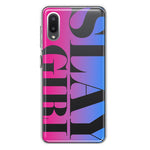 Samsung Galaxy A02 Pink Blue Clear Funny Text Quote Slay Girl Hybrid Protective Phone Case Cover