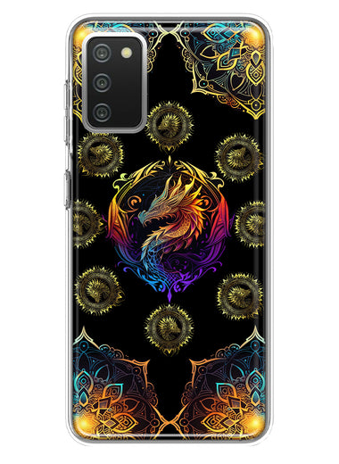 Samsung Galaxy A02S Mandala Geometry Abstract Dragon Pattern Hybrid Protective Phone Case Cover