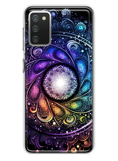 Samsung Galaxy A02S Mandala Geometry Abstract Galaxy Pattern Hybrid Protective Phone Case Cover