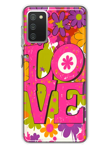 Samsung Galaxy A02S Pink Daisy Love Graffiti Painting Art Hybrid Protective Phone Case Cover