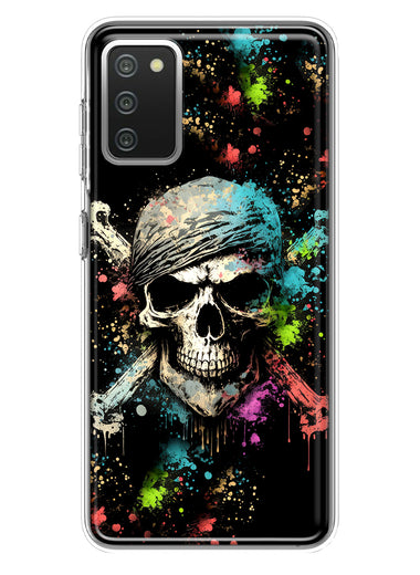 Samsung Galaxy A02S Fantasy Paint Splash Pirate Skull Hybrid Protective Phone Case Cover