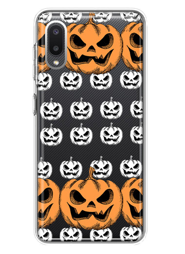 Samsung Galaxy A02 Halloween Spooky Horror Scary Jack O Lantern Pumpkins Hybrid Protective Phone Case Cover