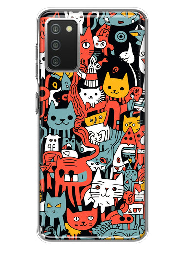 Samsung Galaxy A02S Psychedelic Cute Cats Friends Pop Art Hybrid Protective Phone Case Cover