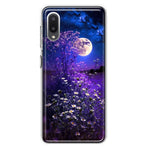 Samsung Galaxy A02 Spring Moon Night Lavender Flowers Floral Hybrid Protective Phone Case Cover