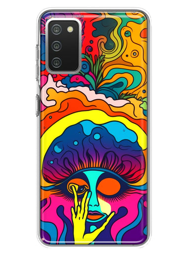 Samsung Galaxy A02S Neon Rainbow Psychedelic Trippy Hippie Big Brain Hybrid Protective Phone Case Cover