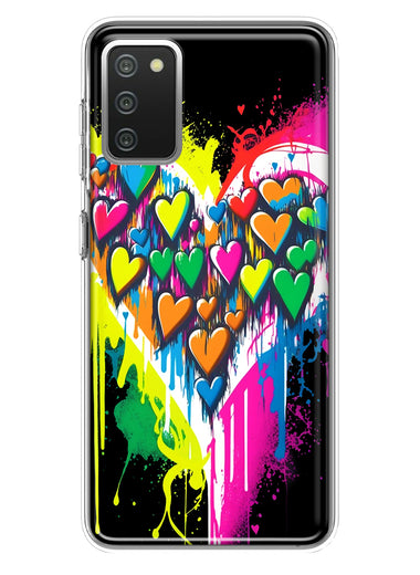 Samsung Galaxy A02S Colorful Rainbow Hearts Love Graffiti Painting Hybrid Protective Phone Case Cover