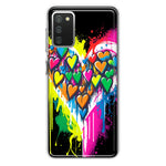 Samsung Galaxy A02S Colorful Rainbow Hearts Love Graffiti Painting Hybrid Protective Phone Case Cover