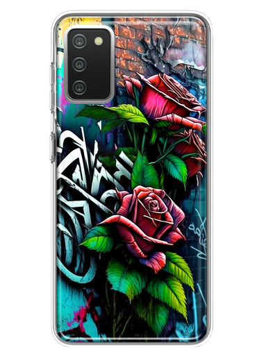 Samsung Galaxy A02S Red Roses Graffiti Painting Art Hybrid Protective Phone Case Cover
