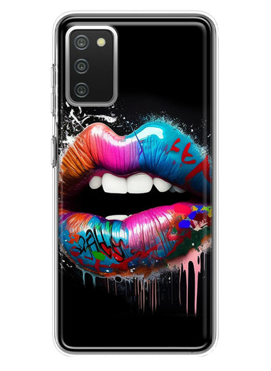 Samsung Galaxy A02S Colorful Lip Graffiti Painting Art Hybrid Protective Phone Case Cover