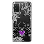Samsung Galaxy A02S Halloween Skeleton Heart Hands Spooky Spider Web Hybrid Protective Phone Case Cover