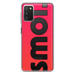 Samsung Galaxy A02S Red Pink Clear Funny Text Quote Smol Hybrid Protective Phone Case Cover