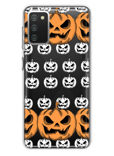 Samsung Galaxy A02S Halloween Spooky Horror Scary Jack O Lantern Pumpkins Hybrid Protective Phone Case Cover