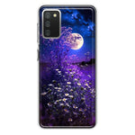 Samsung Galaxy A02S Spring Moon Night Lavender Flowers Floral Hybrid Protective Phone Case Cover