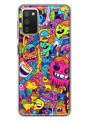 Samsung Galaxy A02S Psychedelic Trippy Happy Characters Pop Art Hybrid Protective Phone Case Cover