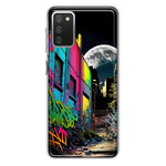 Samsung Galaxy A02S Urban City Full Moon Graffiti Painting Art Hybrid Protective Phone Case Cover