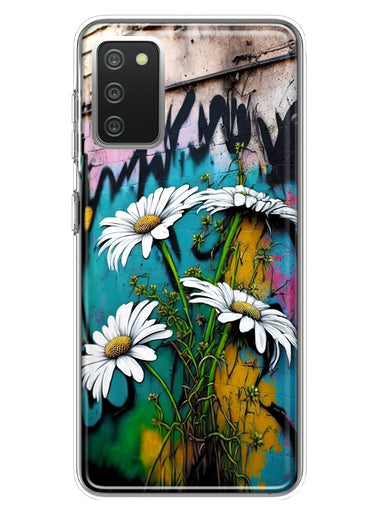 Samsung Galaxy A02S White Daisies Graffiti Wall Art Painting Hybrid Protective Phone Case Cover