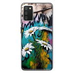 Samsung Galaxy A02S White Daisies Graffiti Wall Art Painting Hybrid Protective Phone Case Cover