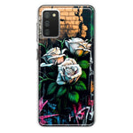 Samsung Galaxy A02S White Roses Graffiti Wall Art Painting Hybrid Protective Phone Case Cover