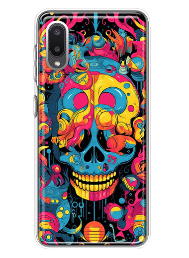 Samsung Galaxy A02 Psychedelic Trippy Death Skull Pop Art Hybrid Protective Phone Case Cover