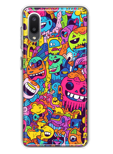 Samsung Galaxy A02 Psychedelic Trippy Happy Characters Pop Art Hybrid Protective Phone Case Cover