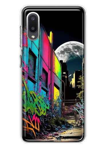 Samsung Galaxy A02 Urban City Full Moon Graffiti Painting Art Hybrid Protective Phone Case Cover