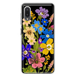 Samsung Galaxy A02 Blue Yellow Vintage Spring Wild Flowers Floral Hybrid Protective Phone Case Cover