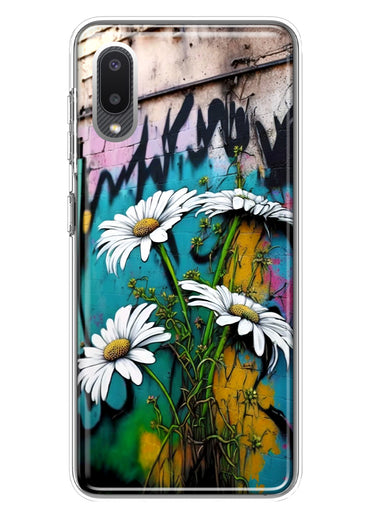 Samsung Galaxy A02 White Daisies Graffiti Wall Art Painting Hybrid Protective Phone Case Cover