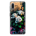 Samsung Galaxy A02 White Roses Graffiti Wall Art Painting Hybrid Protective Phone Case Cover
