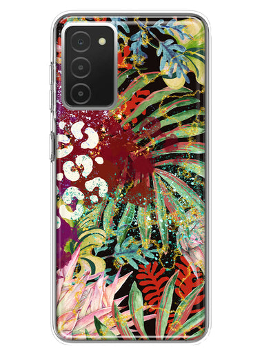 Samsung Galaxy A03S Leopard Tropical Flowers Vacation Dreams Hibiscus Floral Hybrid Protective Phone Case Cover