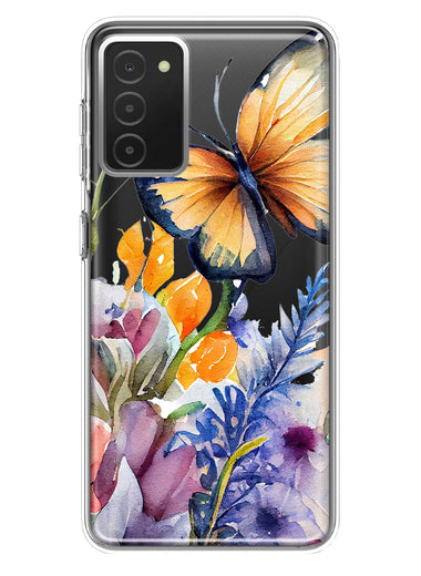 Samsung Galaxy A03S Spring Summer Flowers Butterfly Purple Blue Lilac Floral Hybrid Protective Phone Case Cover